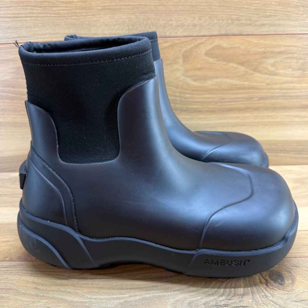 AMBUSH Boots Black Rubber Chunky 39 Womens 9 Chelsea Pull‎ On Waterproof